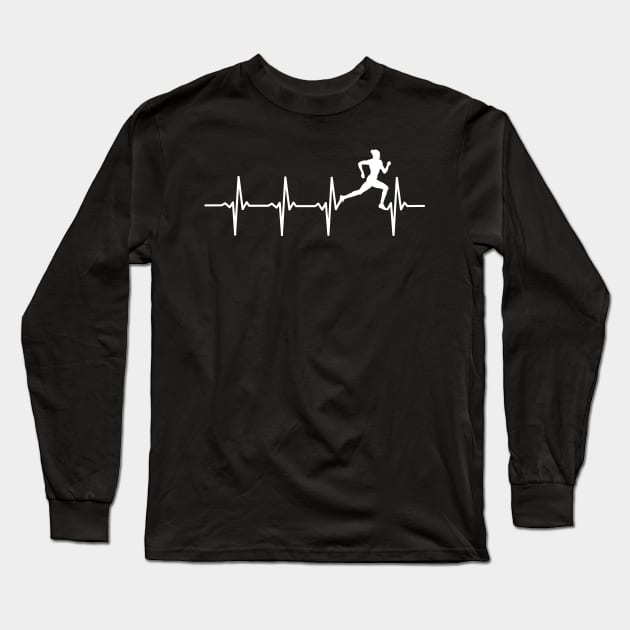 Running Heartbeat Gift For Runners & Joggers Long Sleeve T-Shirt by OceanRadar